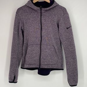 Nike Dri-Fit Women‎ Hoodie Jacket Full Zip Long Sleeve Logo Heathered Purple